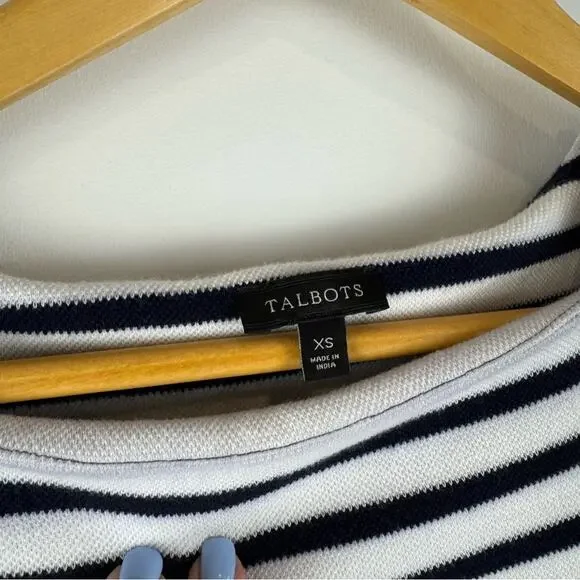Talbots Striped Navy Blue and White Dress ~XS - Picture 4 of 10